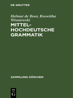 cover image of Mittelhochdeutsche Grammatik